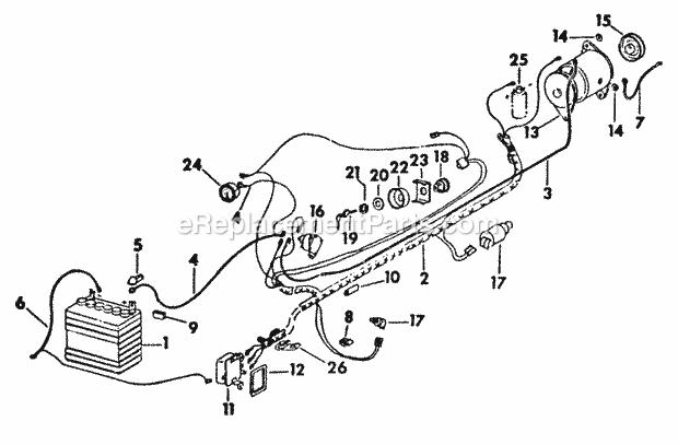 Ignition & Starting Diagram and Parts List for 128 2050045U, 2050217U, 2050218U Cub Cadet Lawn Tractor